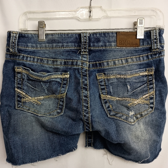 BKE Stella Blue Jean Sexy Summer Booty Shorts Distressed Raw Hem (#367) - Picture 6 of 8